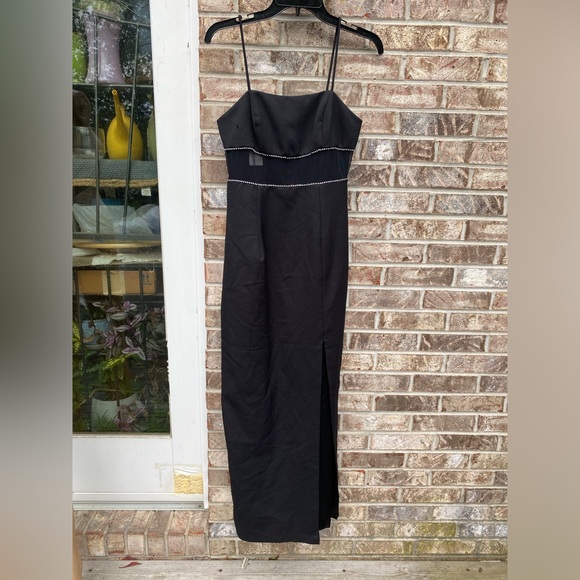 Black Vintage 90s Mesh Peekaboo Prom Dress - Picture 5 of 10